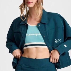 Champion Women's Snap Front Jacket Teal Blue